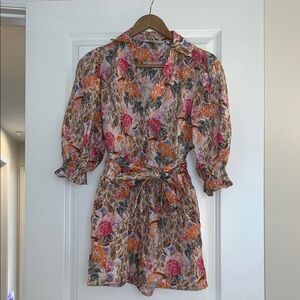 & Other Stories Floral Print romper jumpsuit flowery size 4 cotton & linen